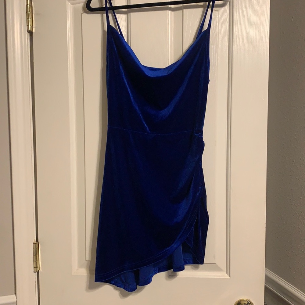 Two SHEIN velvet cowl neck dresses.